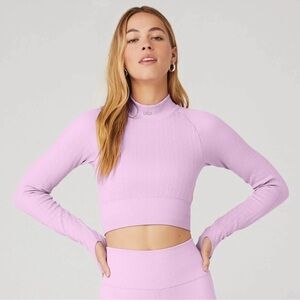Alo Yoga Seamless Cable Knit Long Sleeve Sugar plum Pink